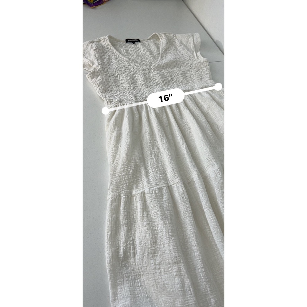 GibsonLook white cotton maxi midi dress L boho shabby chic regency cottage core - Picture 11 of 16